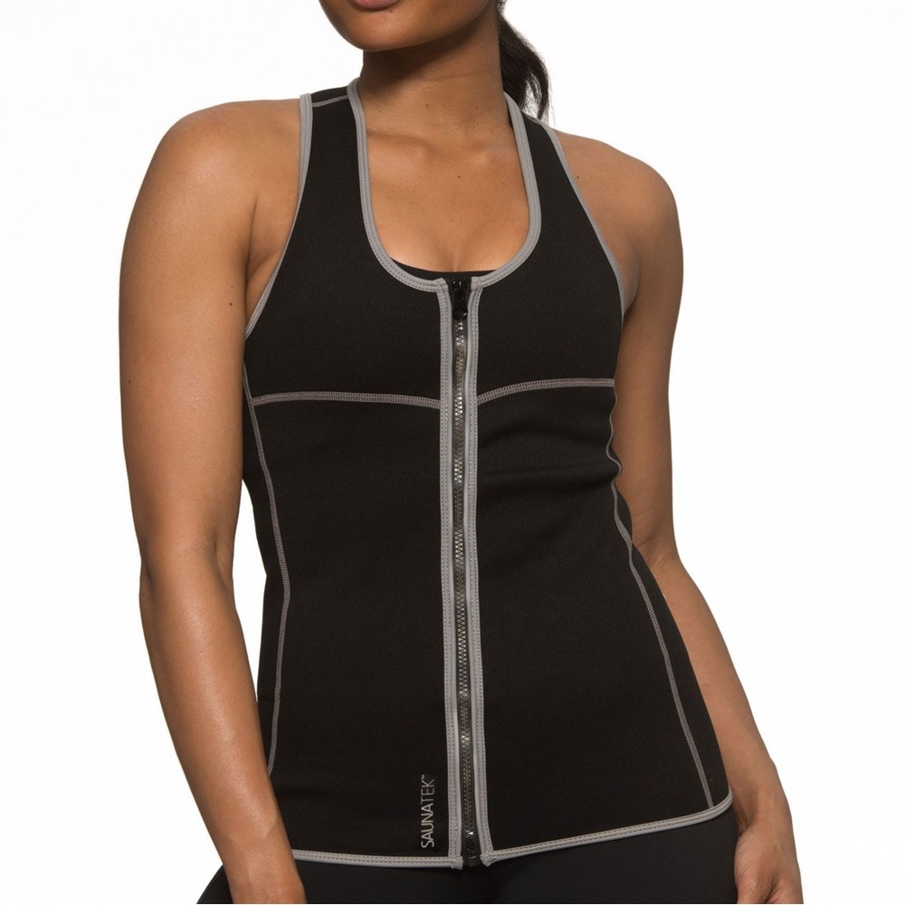Sleek Black Zip-Up Tank Top by SaunaFX
